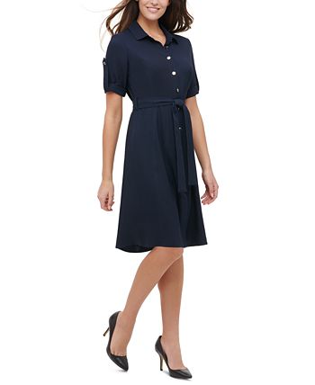 Tommy Hilfiger Belted Twill Shirtdress - Macy's