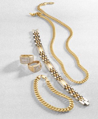 Men's Diamond Two-Tone Link Bracelet (1/2 ct. t.w.) in Stainless Steel and Yellow Ion-Plate