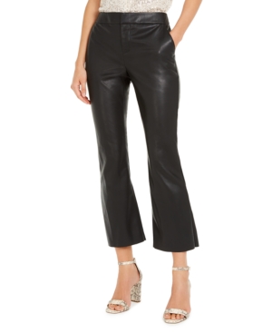 image of Inc Faux-Leather Crop Flare Pants, Created for Macy-s