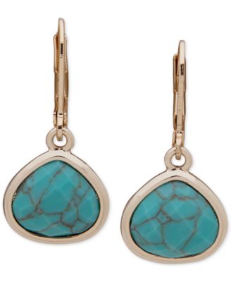 Anne Klein - Gold-Tone Turquoise-Look Stone Drop Earrings