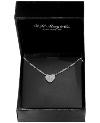 EFFY&reg; Diamond Pav&eacute; Heart 18" Pendant Necklace (1/8 ct. t.w.) in Sterling Silver or 14k Gold-Plated Sterling Silver