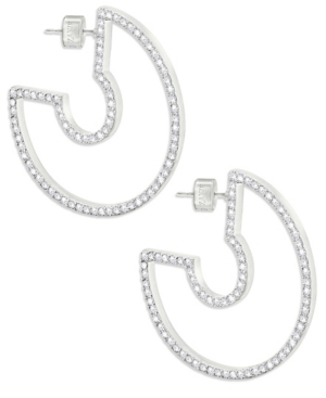 image of Zaxie by Stefanie Taylor Zaxie Pave Three Quarter Hoop Earrings