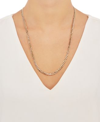 Flat Curb Link 24" Chain Necklace in 18k Gold-Plated Sterling Silver