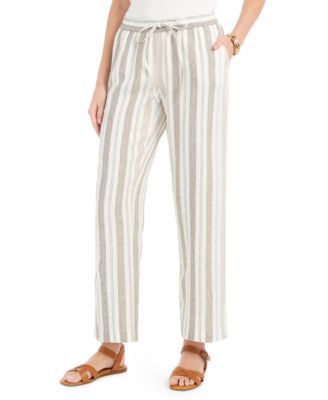 striped linen pants women