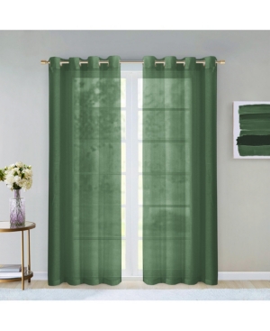 Dainty Home Malibu Linen Look Sheer Grommet Window Panel, 110" X 84" In Green