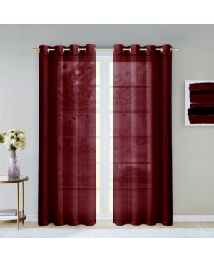 Dainty Home Malibu Linen Look Sheer Grommet Window Panel, 110" X 84" In Burgundy