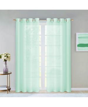 Dainty Home Malibu Linen Look Sheer Grommet Window Panel, 110" X 84" In Aqua