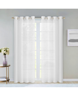 Dainty Home Malibu Linen Look Sheer Grommet Window Panel, 110" X 84" In White