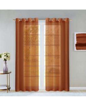 Dainty Home Malibu Linen Look Sheer Grommet Window Panel, 110" X 84" In Spice