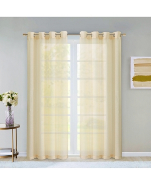 Dainty Home Malibu Linen Look Sheer Grommet Window Panel, 110" X 84" In Grey