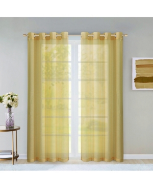 Dainty Home Malibu Linen Look Sheer Grommet Window Panel, 110" X 84" In Yellow