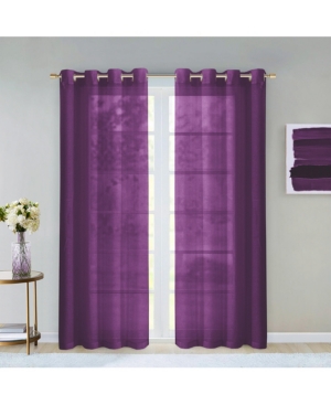 Dainty Home Malibu Linen Look Sheer Grommet Window Panel, 110" X 84" In Purple