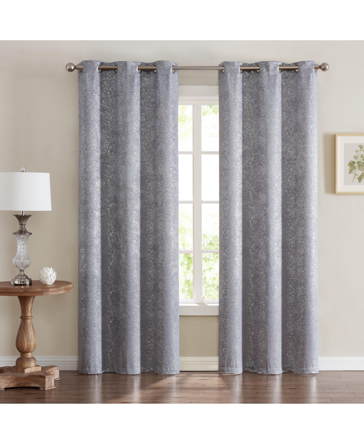 Artistic Blackout Window Panel Pair, 76" x 84" - Silver