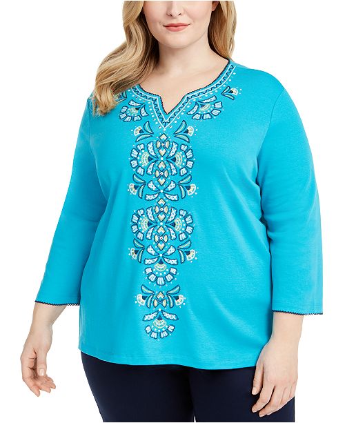 Alfred Dunner Plus Size Easy Street Embroidered Top Reviews