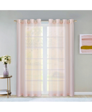 Dainty Home Malibu Linen Look Sheer Grommet Window Panel, 110" X 84" In Blush