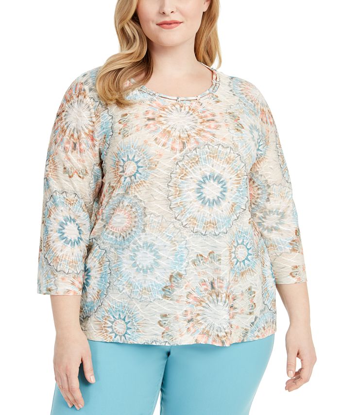 Alfred Dunner Plus Size Chesapeake Bay Tie-Dyed Top - Macy's