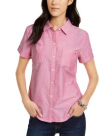 Cotton Dot-Print Camp Shirt