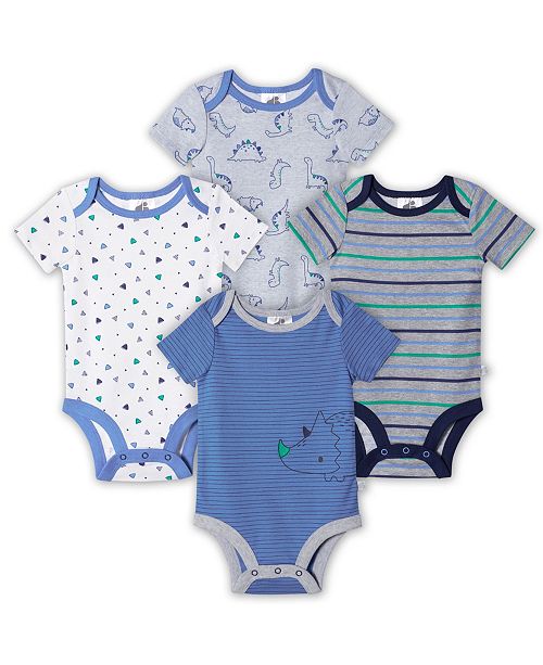 Just Born Baby Boys 4 Pack Organic Short Sleeve Bodysuits