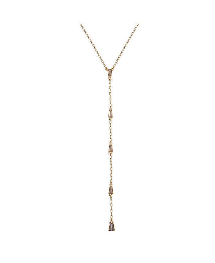Christian Siriano New York Gold Tone Y Necklace with Baguette Stone ...