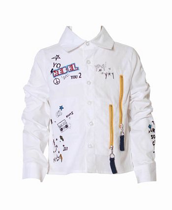 Kinderkind - Toddler and Little Boys Graphic Button Up Shirt