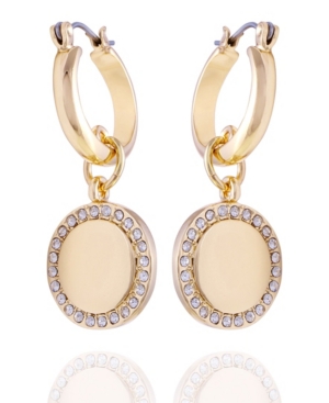 image of T Tahari Pave Fire Essential Hoop with Charm Earring