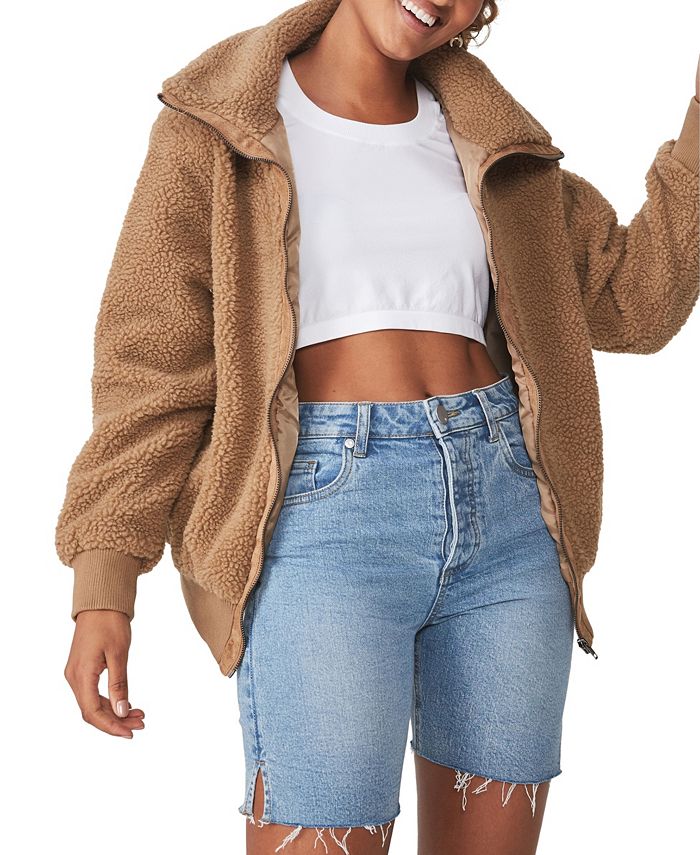 COTTON ON Teddy Zip Through Bomber Jacket Macy s