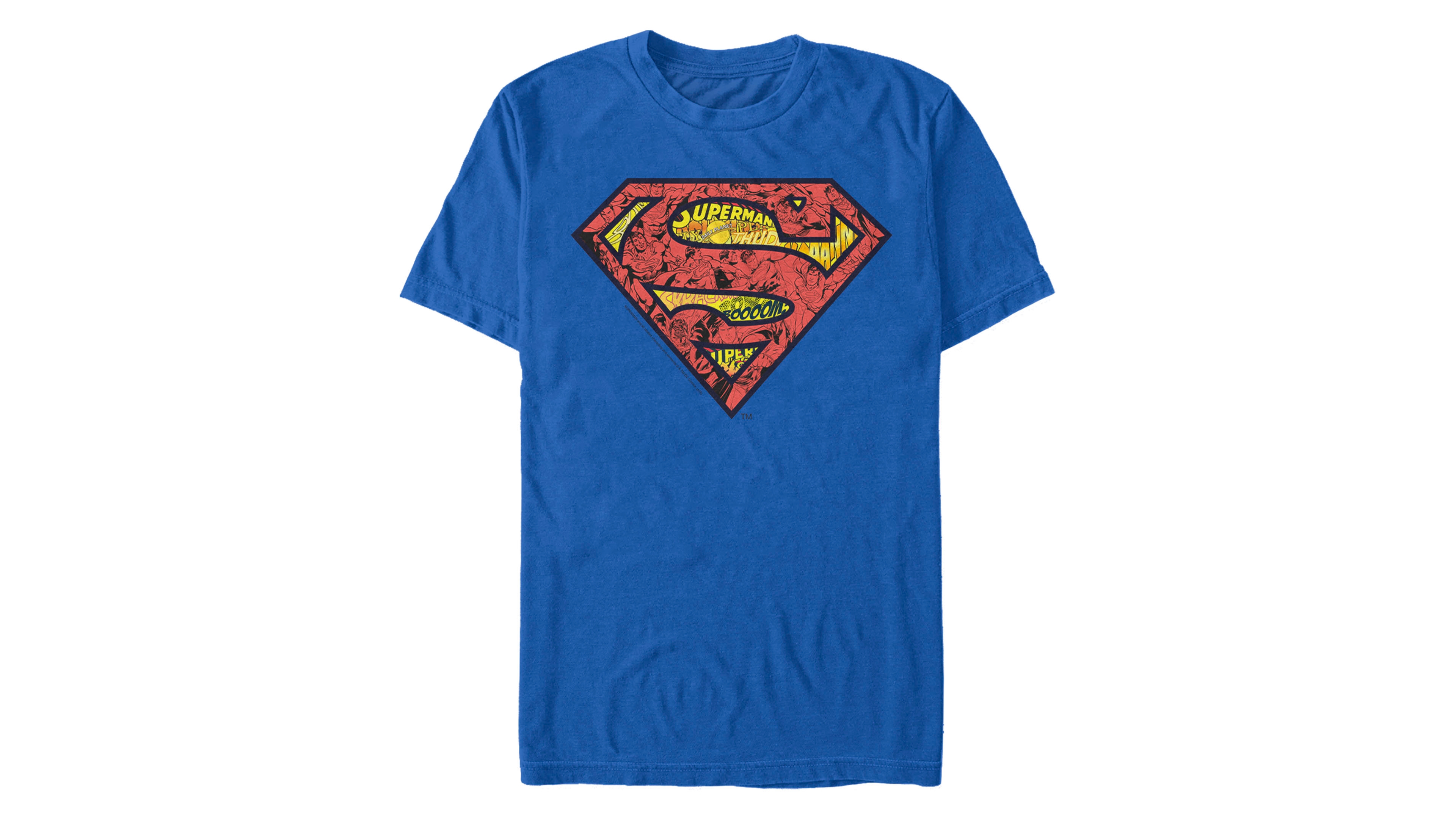 Fifth Sun Dc Men's Superman Comic Filled Logo Short Sleeve T-Shirt