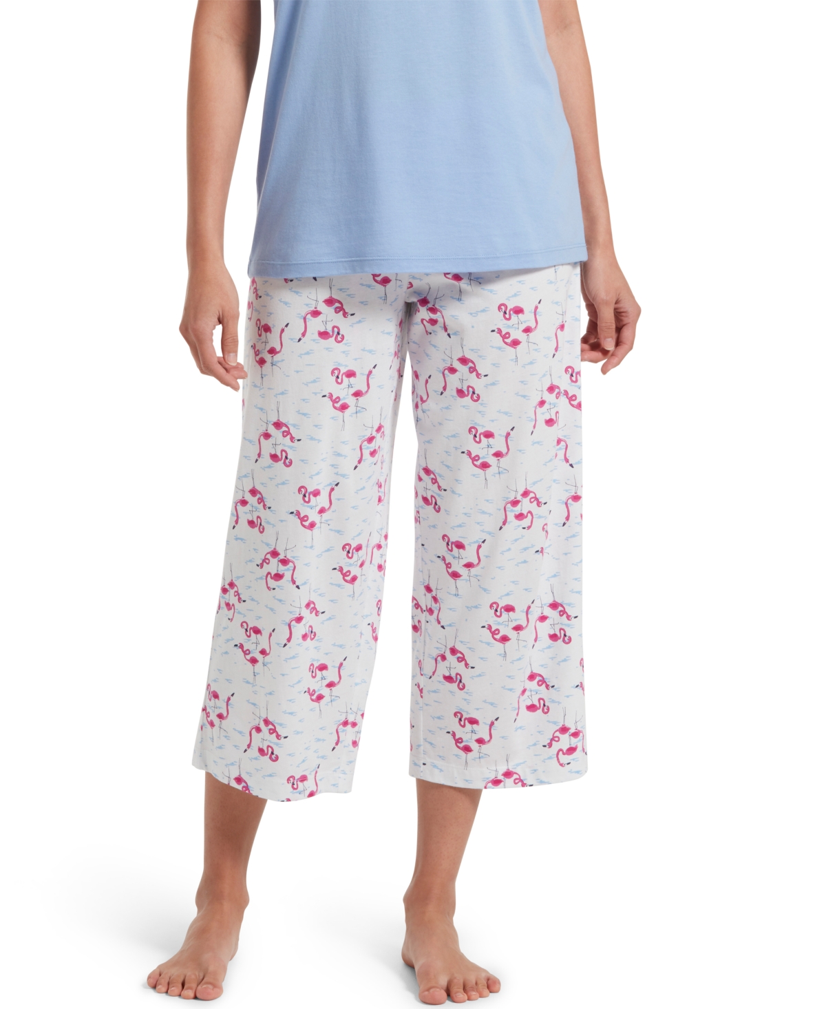 Women's Sleepwell Printed Knit Capri Pajama Pant Made with Temperature Regulating Technology - Black