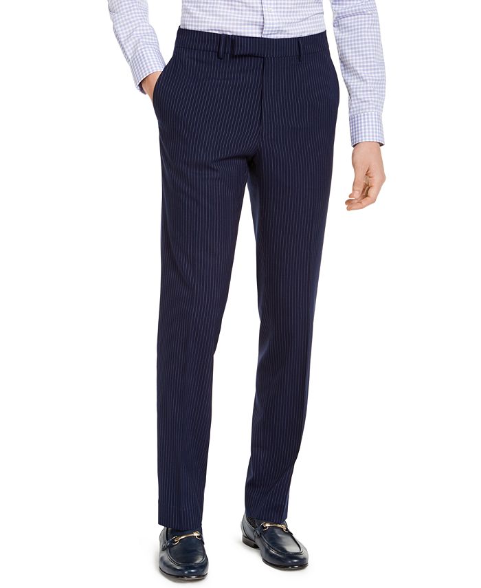 Kenneth Cole Reaction Men's Slim-Fit Techni-Cole Stretch Navy Striped ...