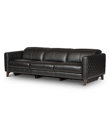 Furniture Jaconna 3 Pc Leather Sofa, Dylan Grey Power Reclining Leather Sofa