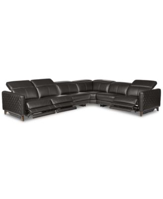 Furniture - Jaconna 6-Pc. Leather Sectional with 3 Power Recliners