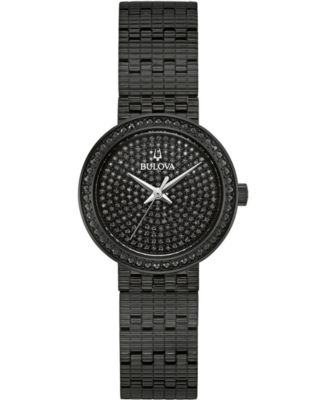 Bulova Women's Phantom Black Stainless Steel Bracelet Watch 28mm