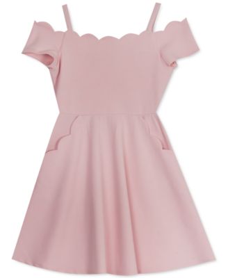 Rare Editions Big Girls Scalloped Scuba Skater Dress - Macy's
