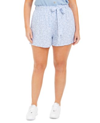 plus size paperbag denim shorts