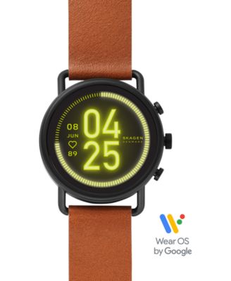 Skagen - Unisex Falster 3 Brown Leather Strap Touchscreen Smart Watch 43mm