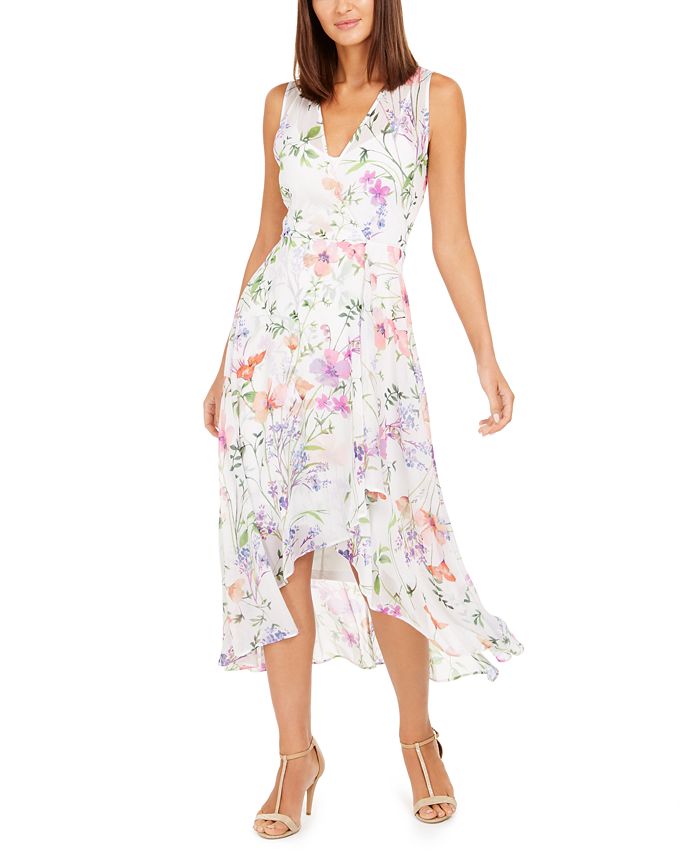Calvin Klein Surplice Floral-Print Midi Dress & Reviews - Dresses ...