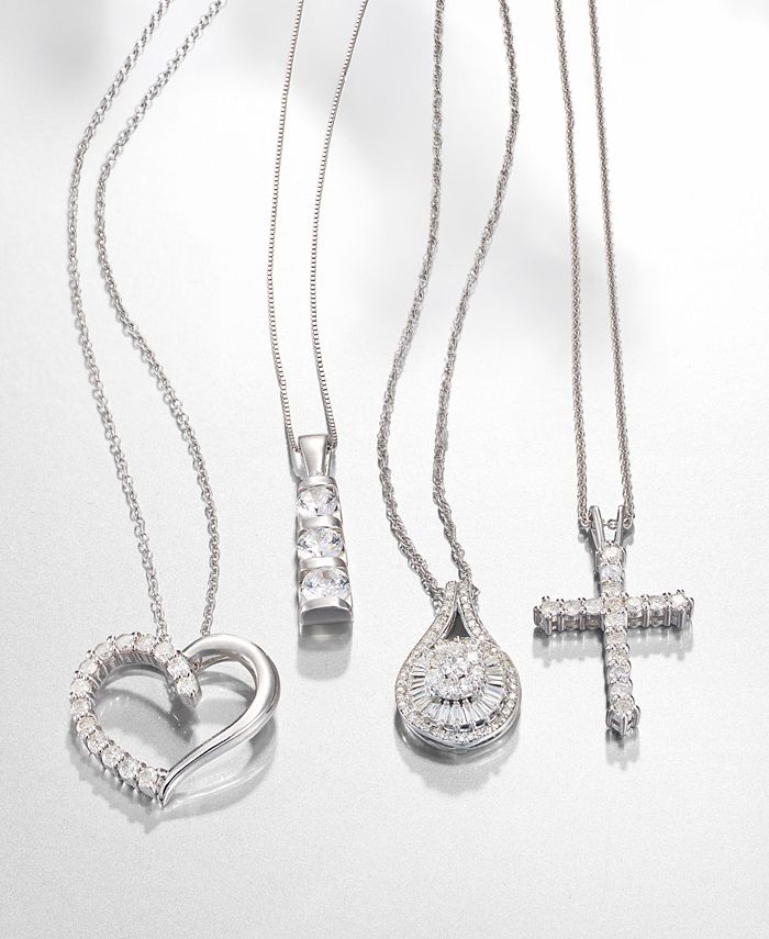 Macy's - Diamond Heart Pendant Necklace (1/2 ct. t.w.), 16" + 2" extender