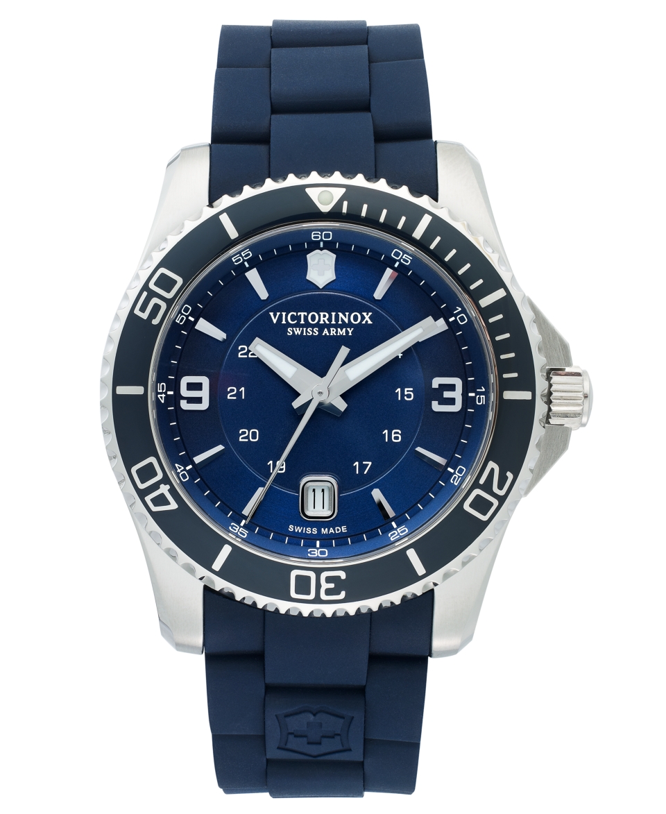 Victorinox Swiss Army Watch, Mens Maverick GS Blue Rubber Strap 43mm