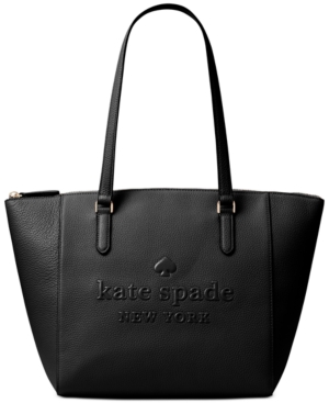 Kate Spade Sienne Leather Logo Tote In Black/gold
