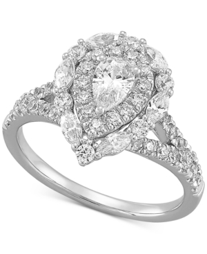 image of Diamond Pear Halo Engagement Ring (1-1/2 ct. t.w.) in 14k White Gold