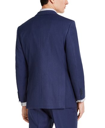 Perry Ellis Men's Portfolio Slim-Fit Stretch Blue Pindot Suit