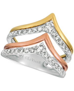 image of Le Vian Creme Brulee Nude Diamond Chevron Statement Ring (7/8 ct. t.w.) in 14k Gold, White Gold & Rose Gold