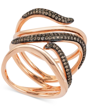 image of Le Vian Chocolatier Chocolate Diamond Multi-Row Statement Ring (3/8 ct. t.w.) in 14k Rose Gold