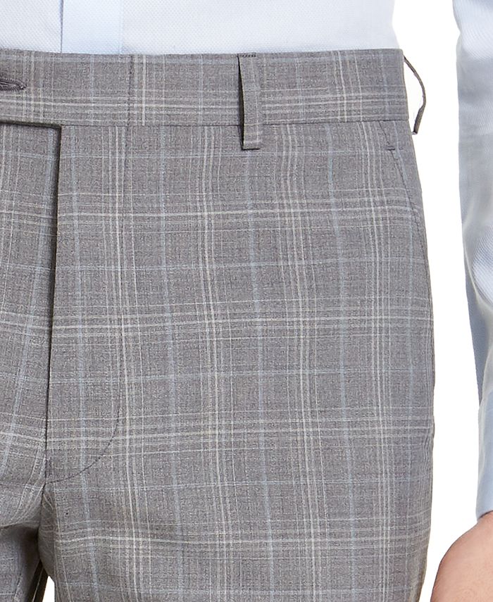 Michael Kors Men's ClassicFit Airsoft Stretch Gray Plaid Wool Suit