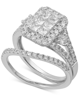 image of Diamond Princess Halo Bridal Set (1-3/4 ct. t.w.) in 14k White Gold