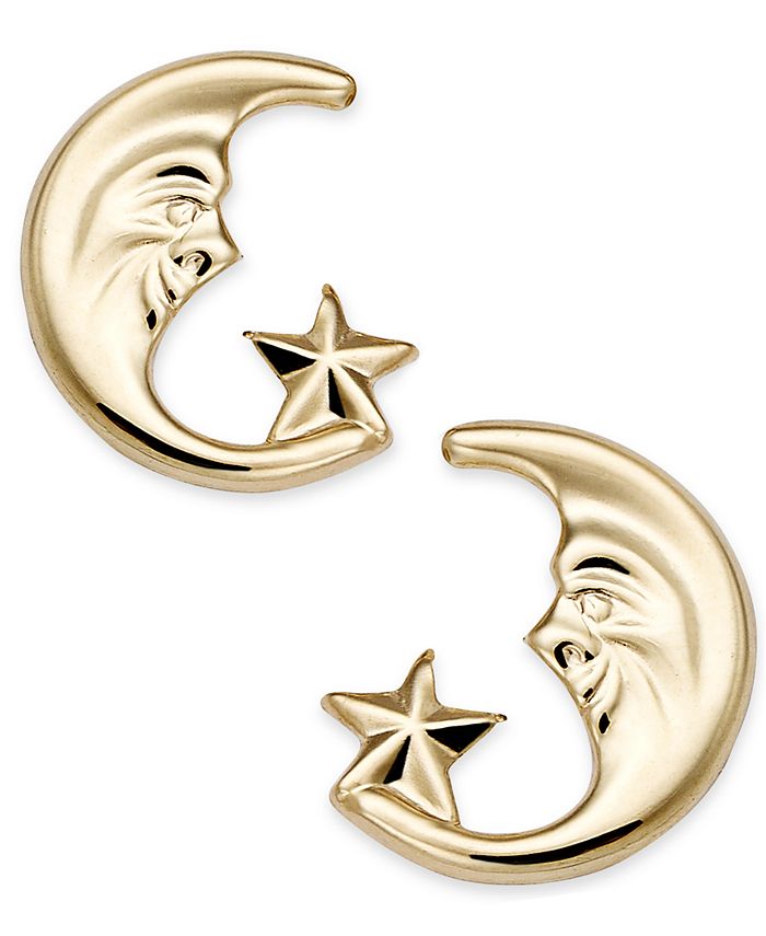 Macy's 10k Gold Earrings, Moon and Star Stud Earrings Macy's