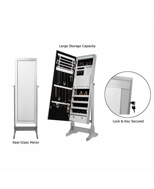 Inspired Home Radiant Jewelry Armoire Full Length Cheval Mirror