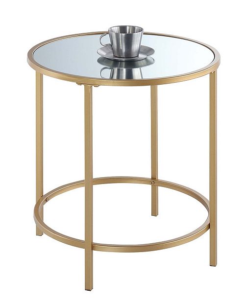 Convenience Concepts Gold Coast Deluxe Mirrored Round End Table & Reviews Furniture Macy's