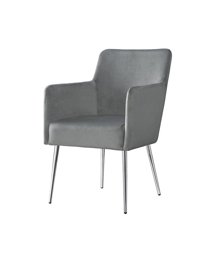 INSPIRED HOME Christine Velvet Arm Dining Chair with Metal Legs and Knob Set of 2 Macy's