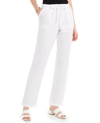 Karen Scott Petite Aliya Cotton Pull-On Relaxed-Fit Pants, Created for ...